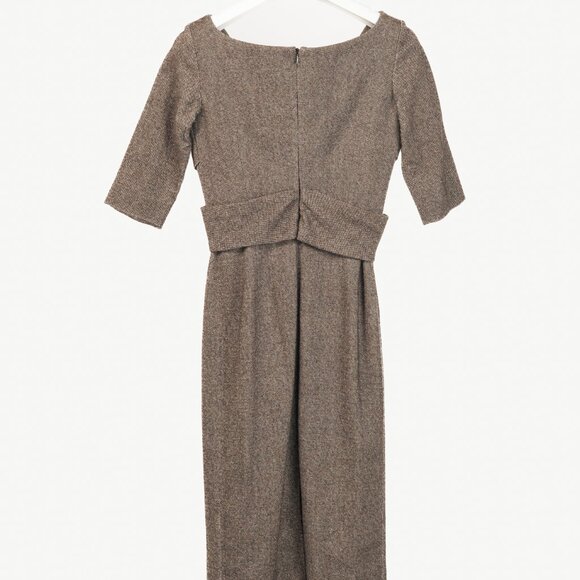 Alexander McQueen AW/05 Runway Brown Wool Tweed Crossover-Waist Dress - Picture 3 of 10